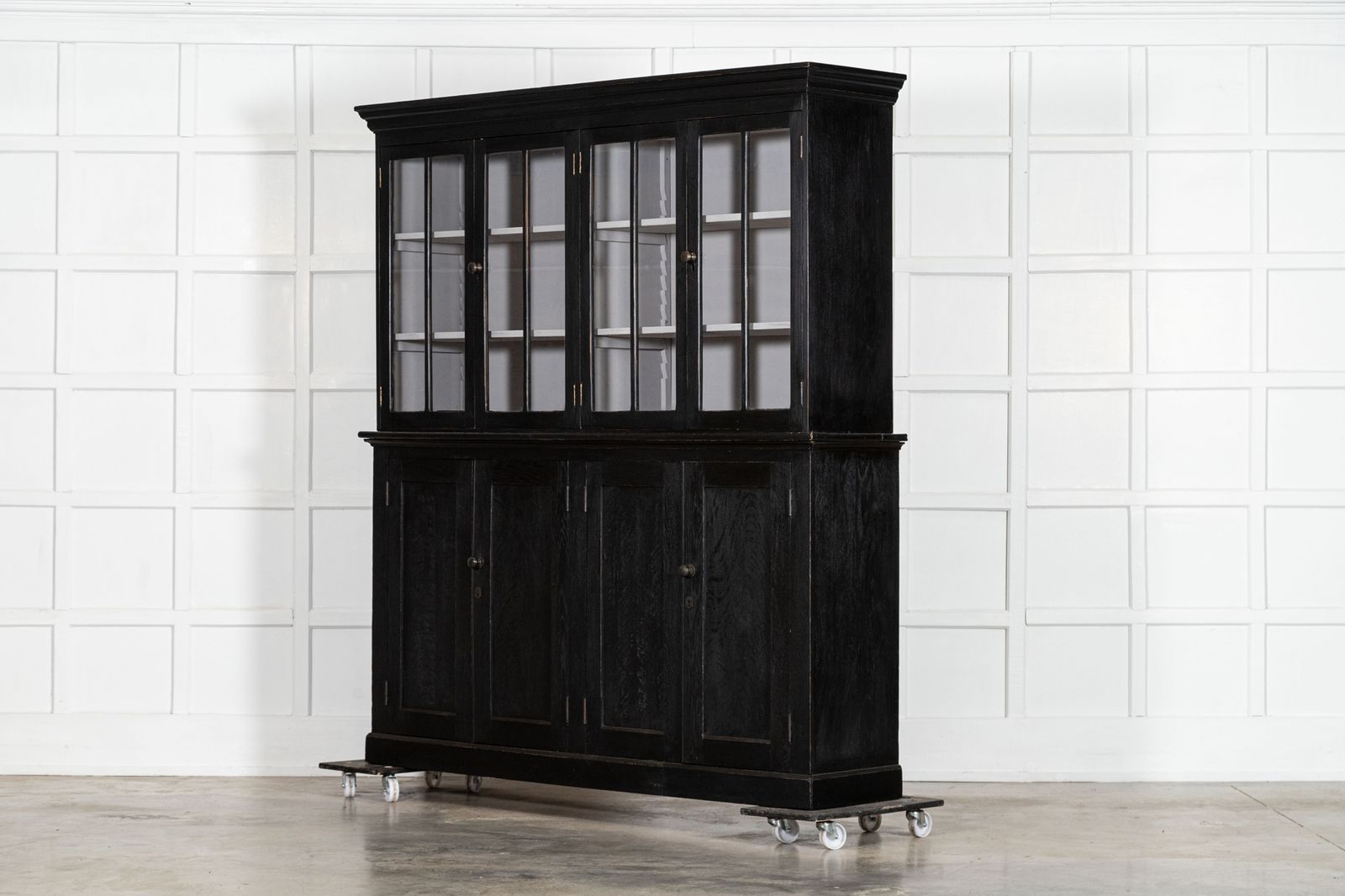 Large 19thc English Ebonised Oak Glazed Cabinet photo 6843.0