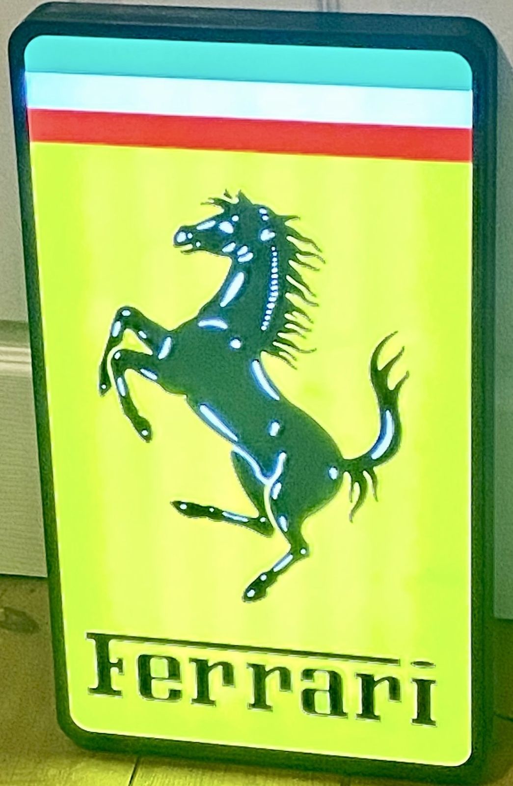 photo for sale Ferrari Illuminated Light Up Garage Wall Art Automotive Automobile Sign Dealer Showroom Signage 458 Portofino 488 Roma 296 F1 Formula 1 Scuderia Race