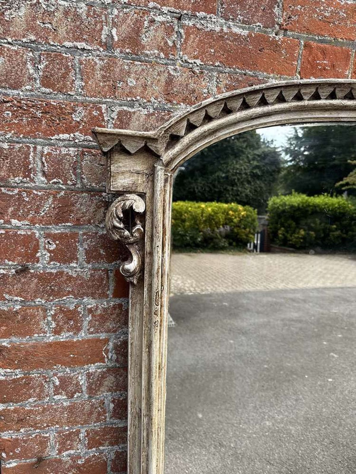 A Wonderful Large Antique English 19th C Shaped Top Painted Overmantle Mirror. photo furniture