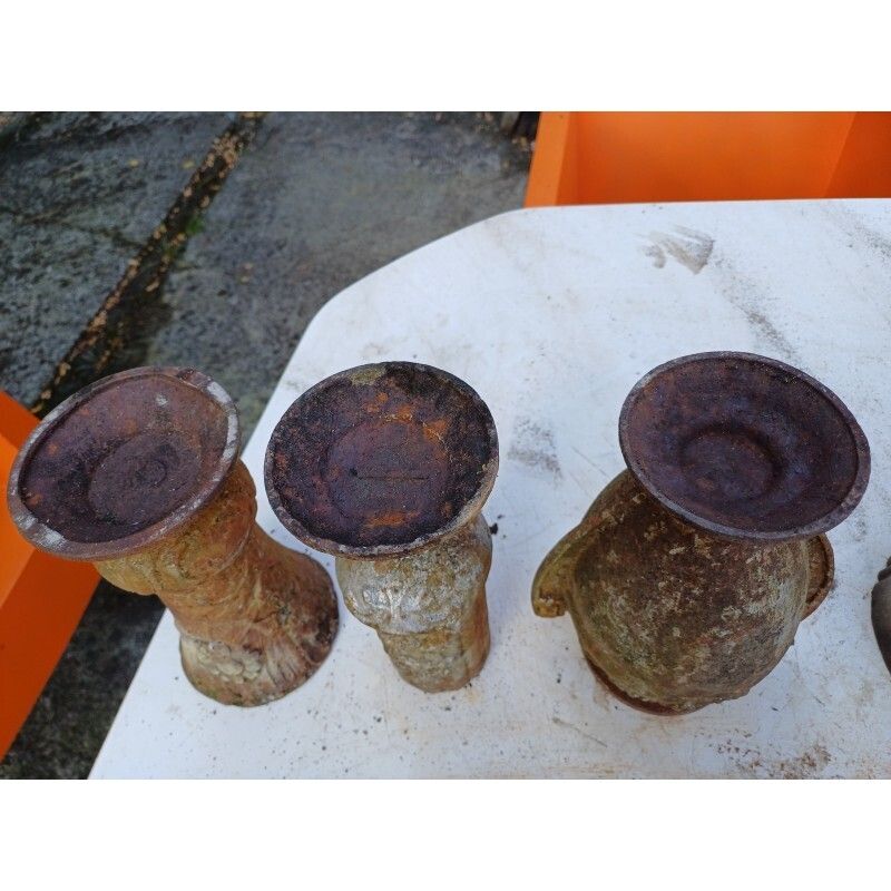 Set Of 3 Cast Iron Vases 1900 From Charleville   Mézières photo vinterior