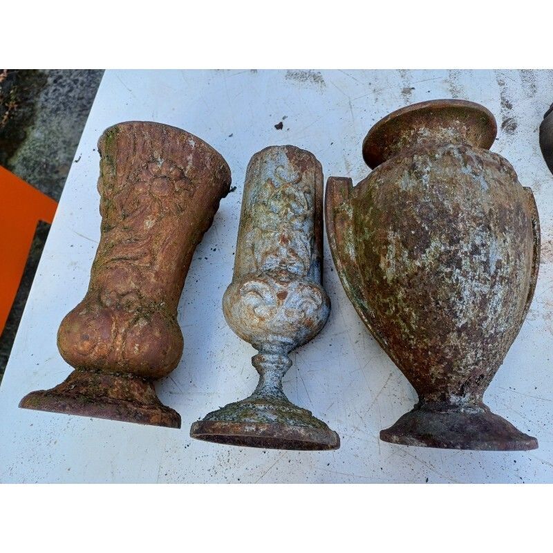 Set Of 3 Cast Iron Vases 1900 From Charleville   Mézières photo buy