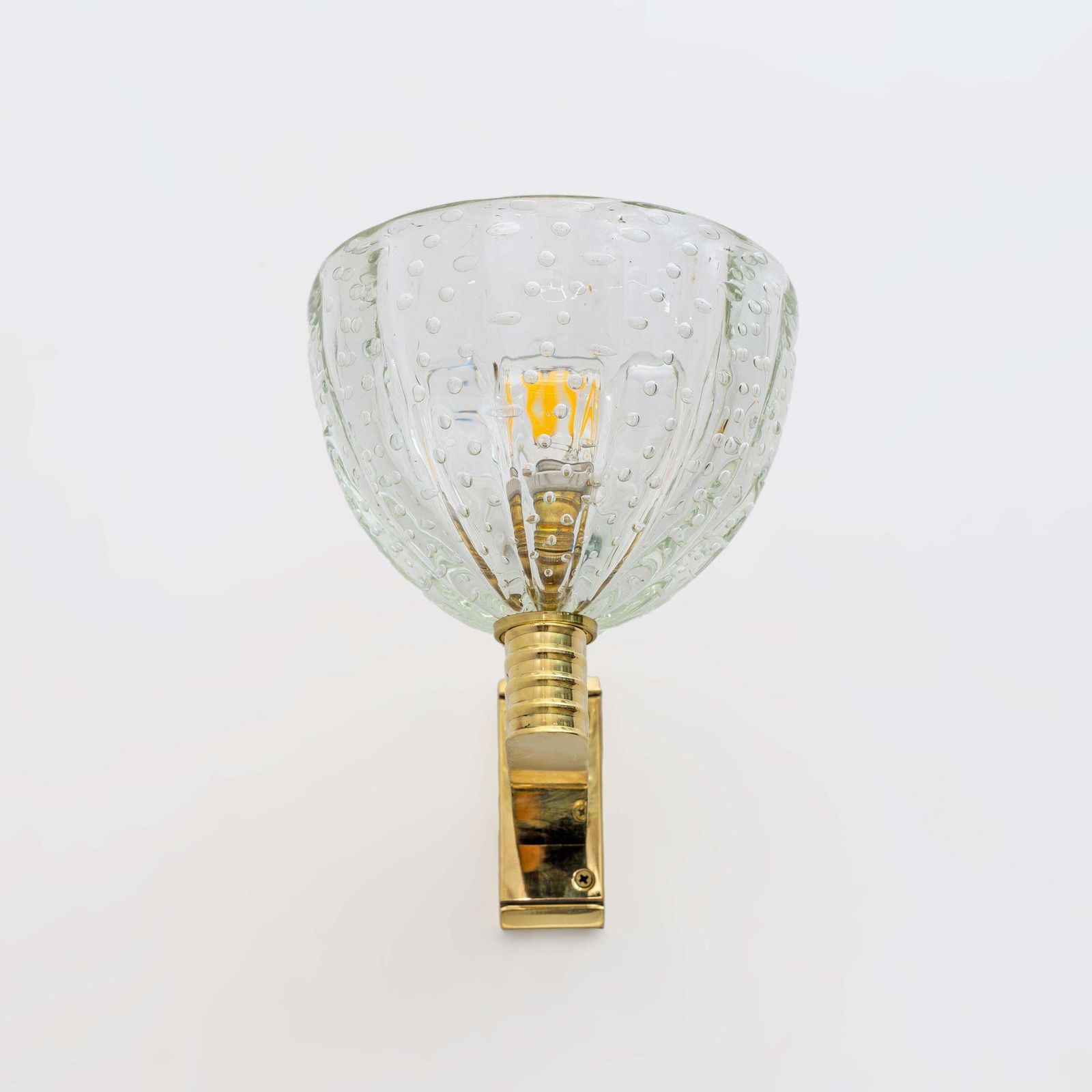 Attributed To Seguso Art Dèco Brass And "Pelugoso" Murano Glass Sconces, Pair photo 2873.0
