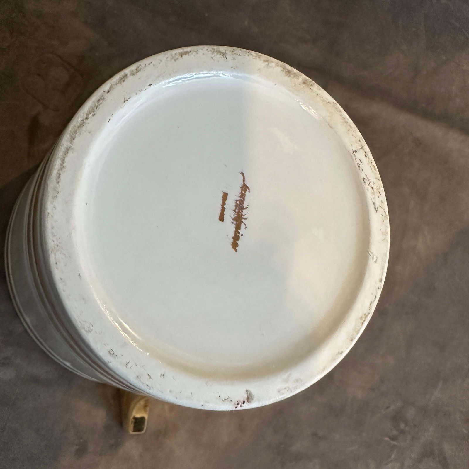 1930s Art Deco White And Gold Ceramic French Champagne Cooler By Sarreguemines photo Home Decor