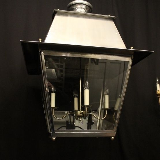 Large Oversized French Steel & Brass 4 Light Antique Lantern photo furniture