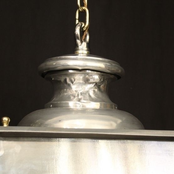 Large Oversized French Steel & Brass 4 Light Antique Lantern photo vintage