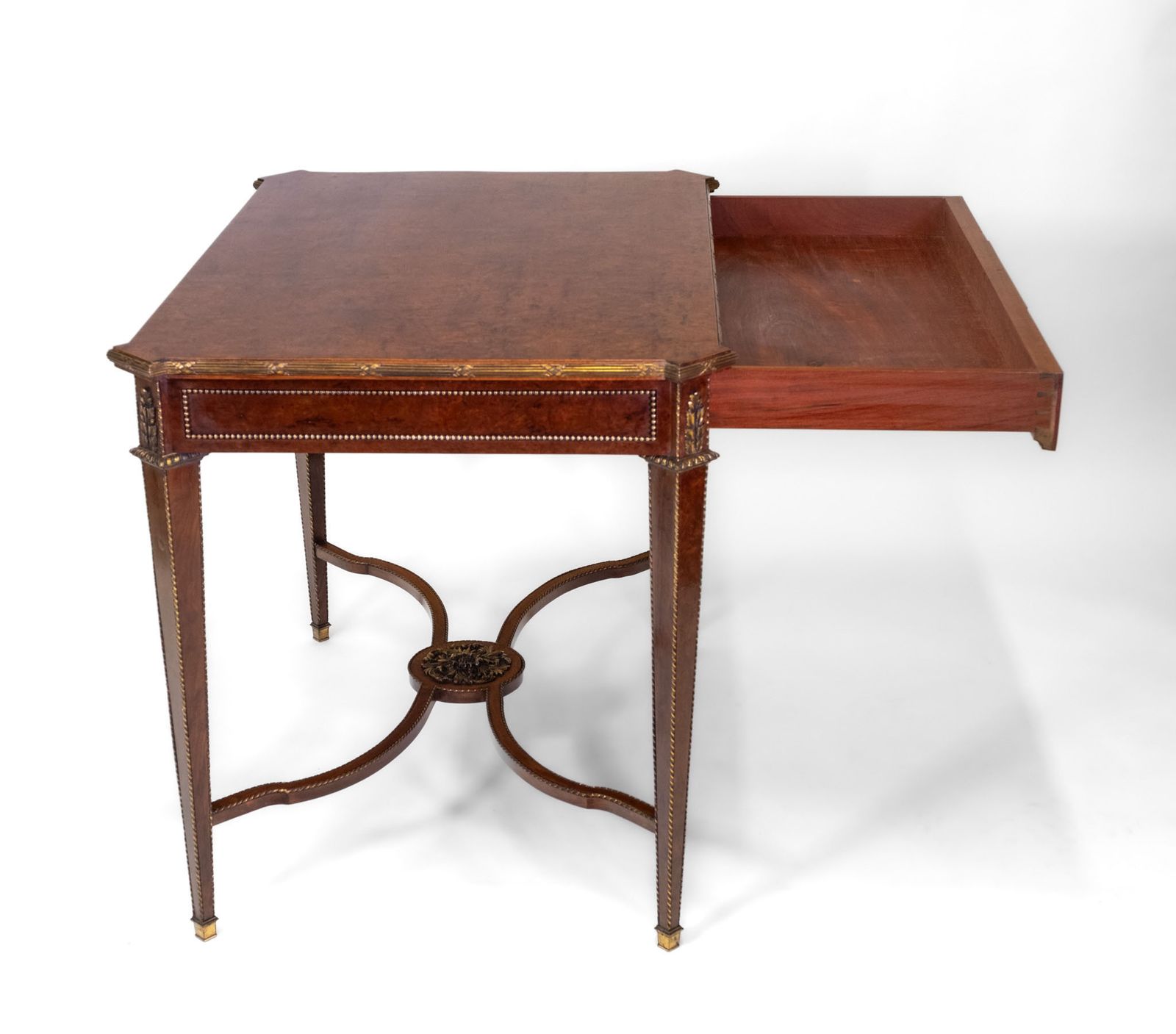 Late 19th Century Plum Pudding & Gilt Centre Side Table Greek Key Louis XVI Revival photo 1750.0