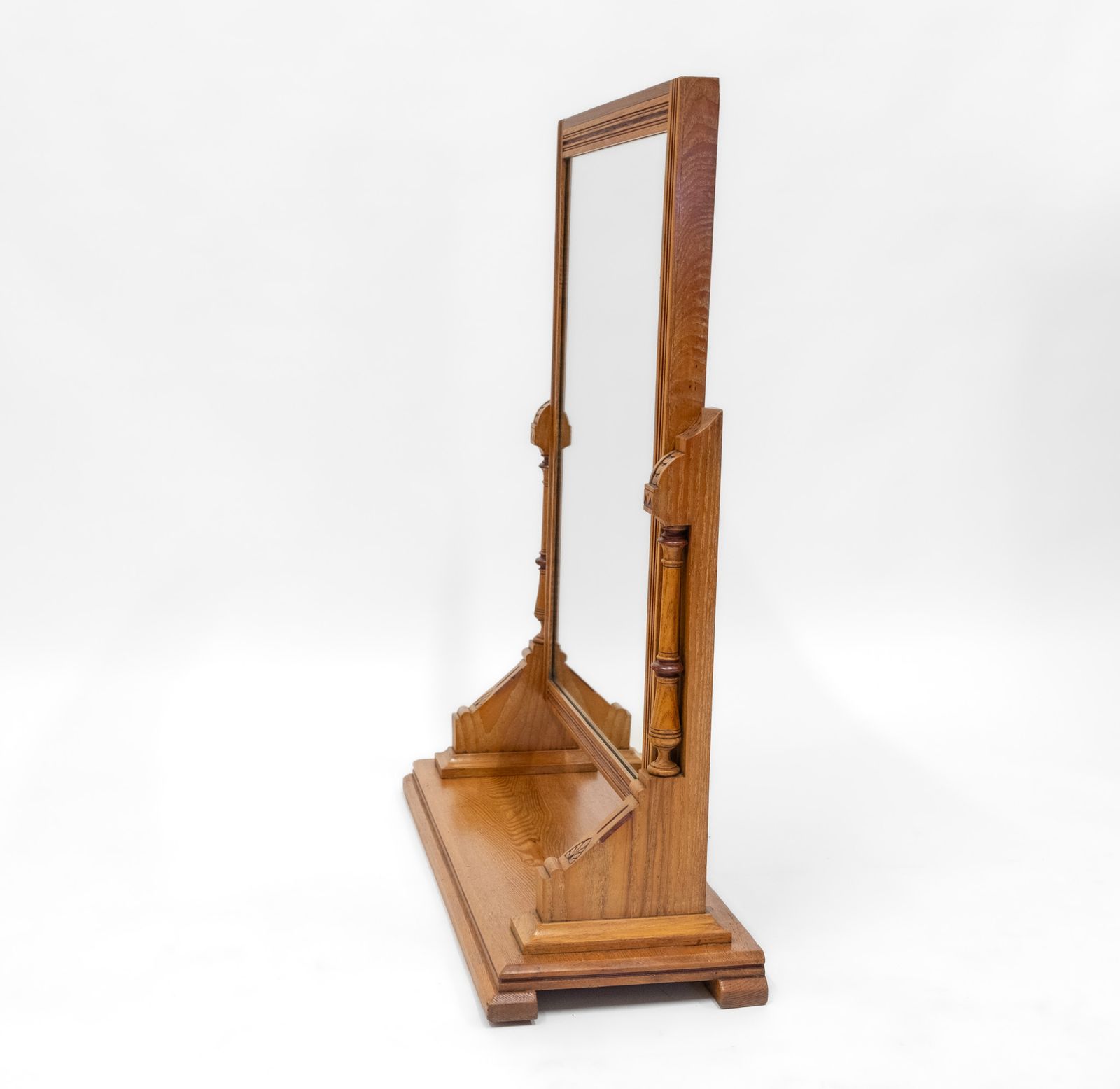 C19th Gothic Revival Ash & Painted Dressing Table Vanity Mirror photo for sale