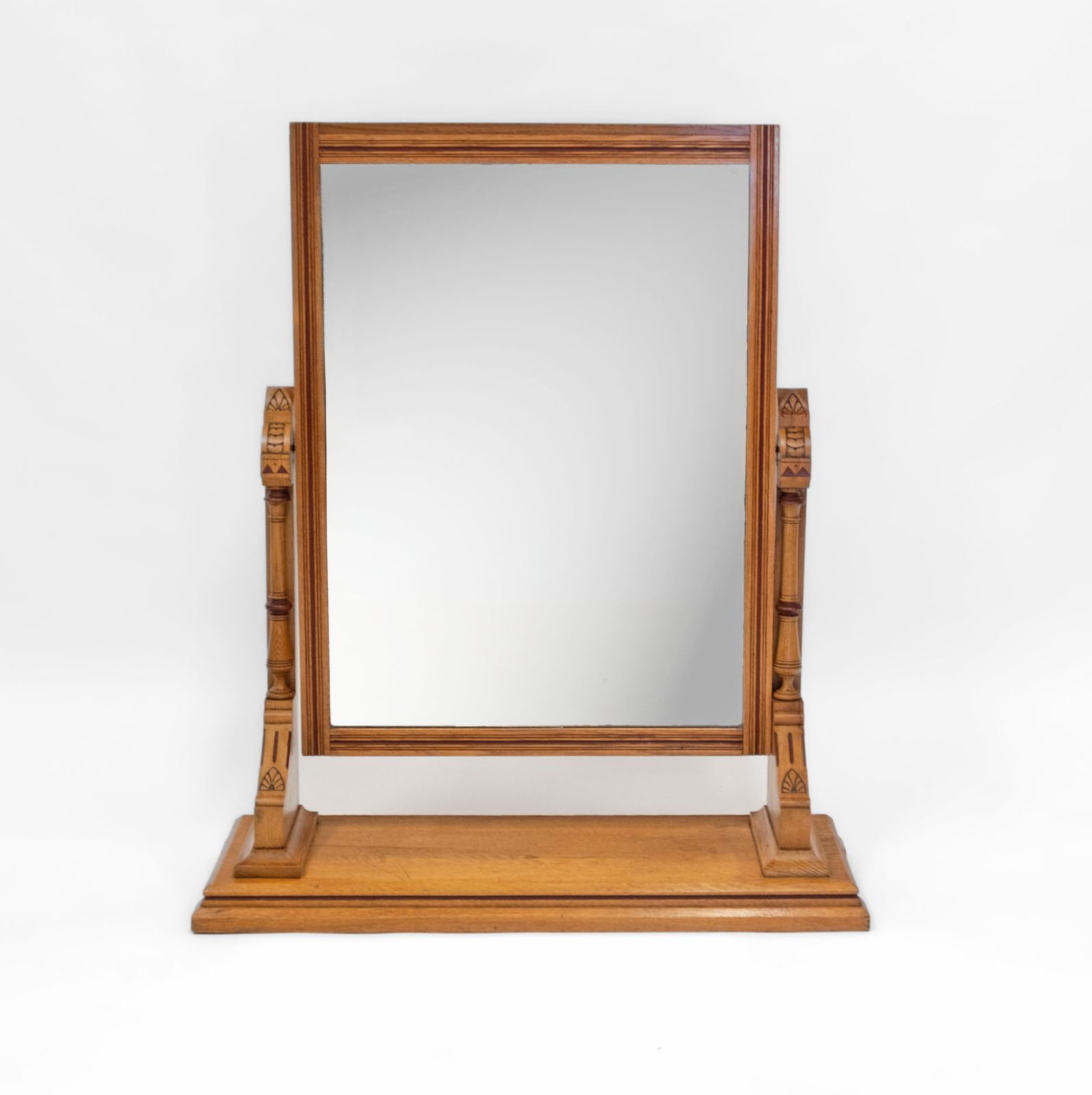 C19th Gothic Revival Ash & Painted Dressing Table Vanity Mirror photo Home Decor