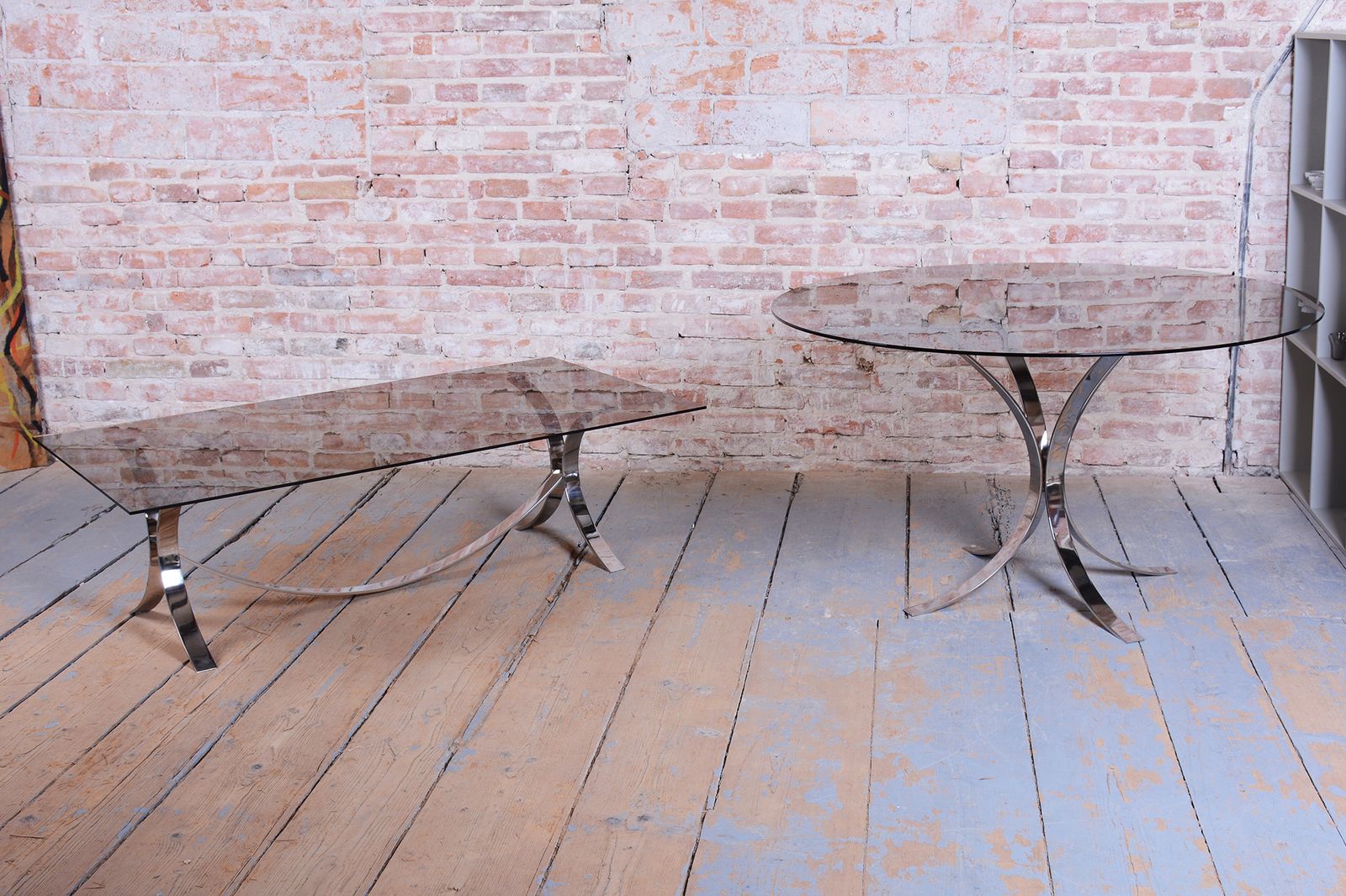 Original Mid Century Dinig Table, By O. Borsani, Chrome, Glass, Italy, 1960s photo for sale
