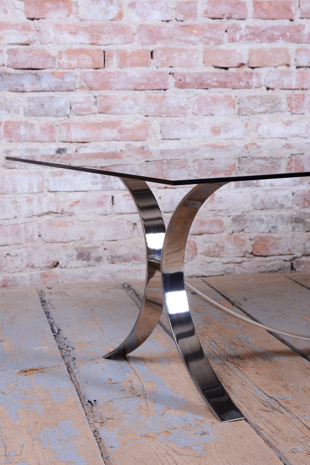 Original Mid Century Dinig Table, By O. Borsani, Chrome, Glass, Italy, 1960s photo buy