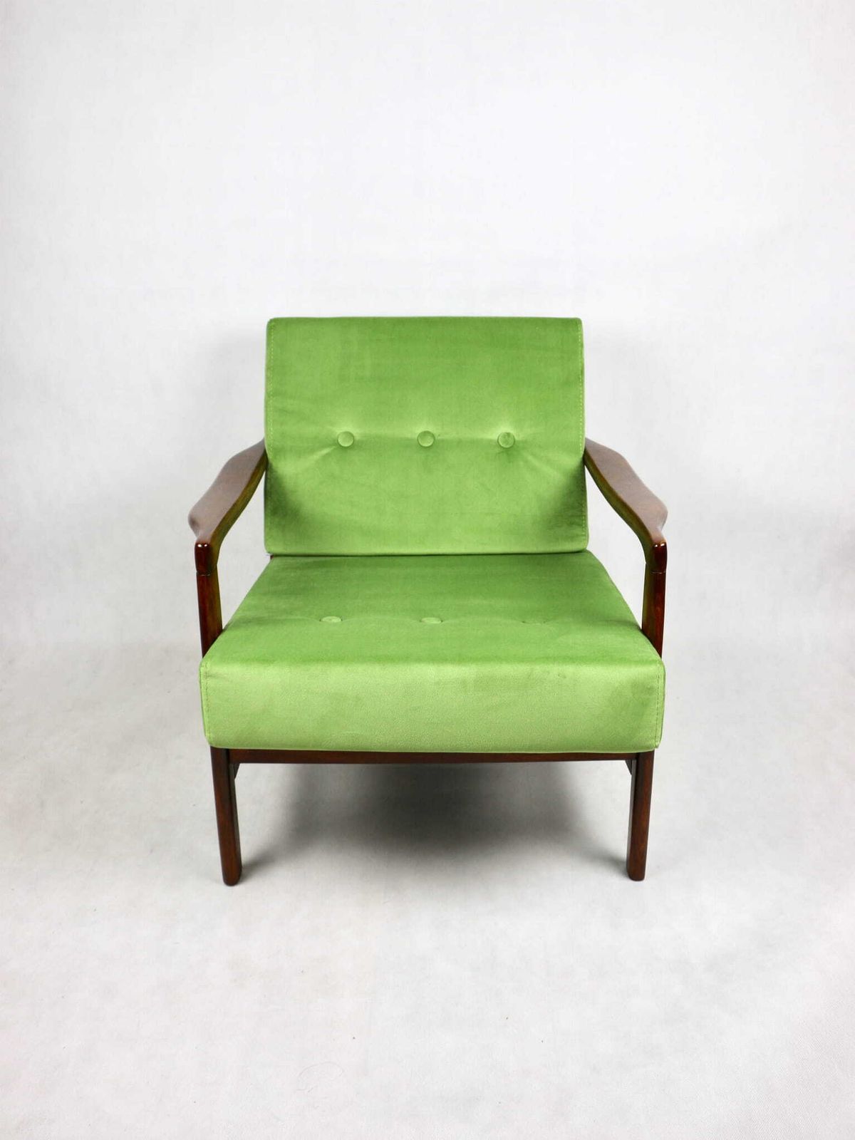 Wooden Armchair Brown Vintage Pea Green Designed By Z. Bączyk   2 Pieces Available photo furniture