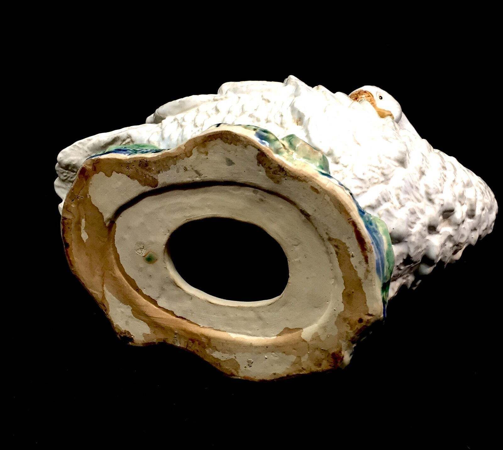 Antique 20th Century Large Sized Ceramic Swan Statue Figurine In Majolica Style photo buy
