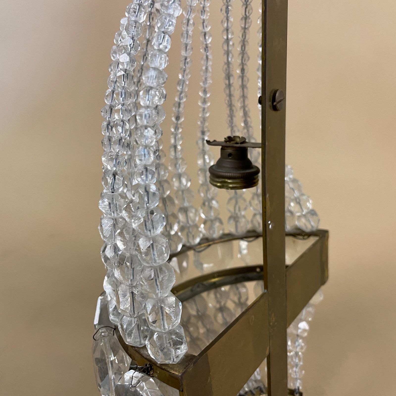 Antique Glass Chandelier Wall Light Lamp French Brass Metal Decorative Vintage photo vintage