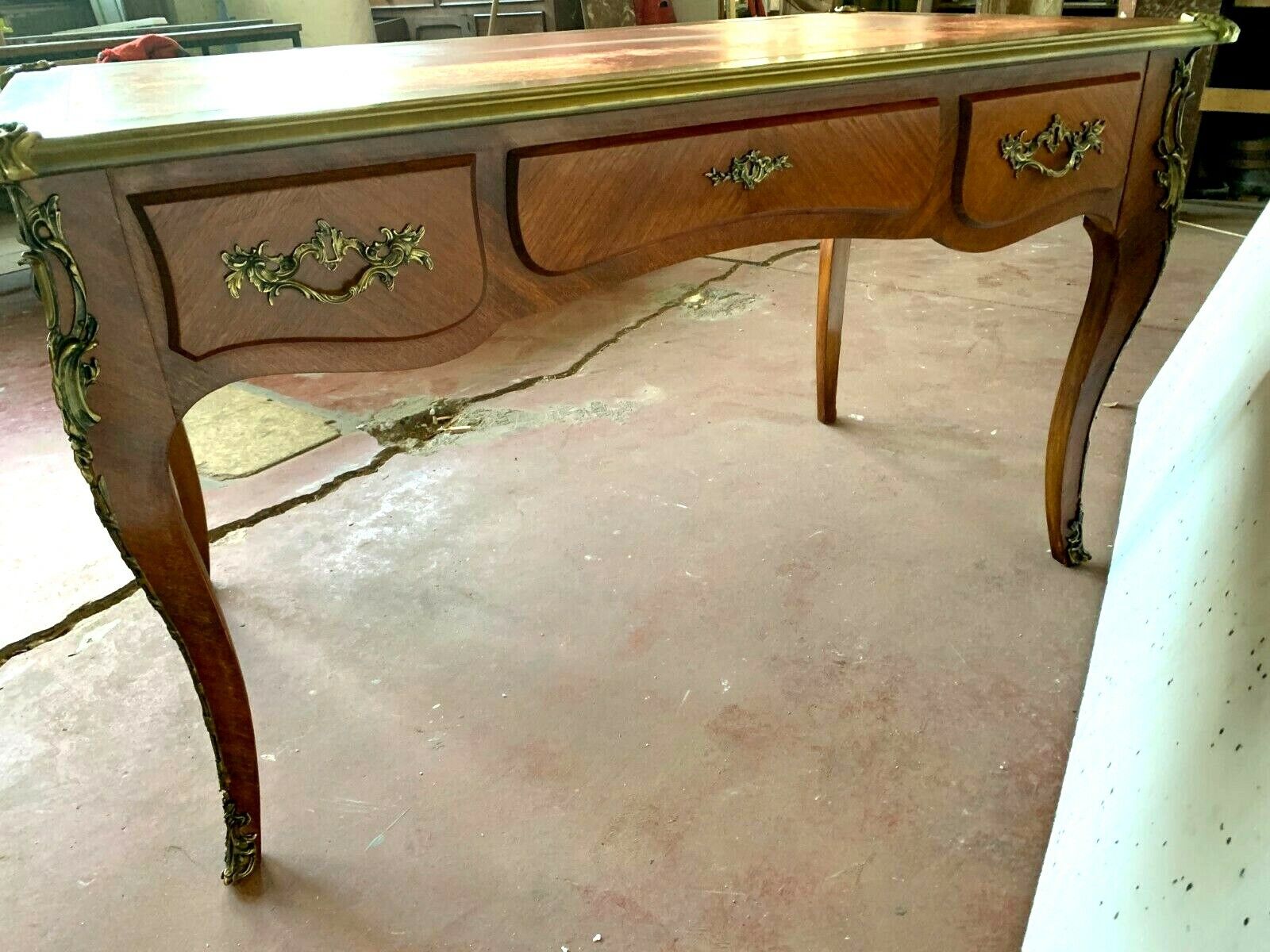 Furniture Louis XV Style Sideboard Desk Red Leather Top 20th Century photo