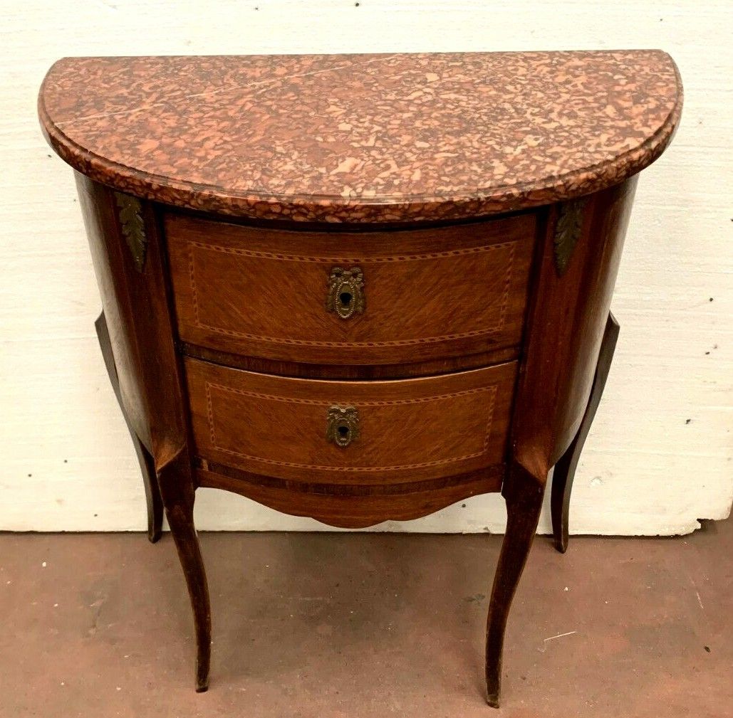 Louis XV Style Half Moon Chest Of Drawers In Marquetry 20th Century photo 528.75