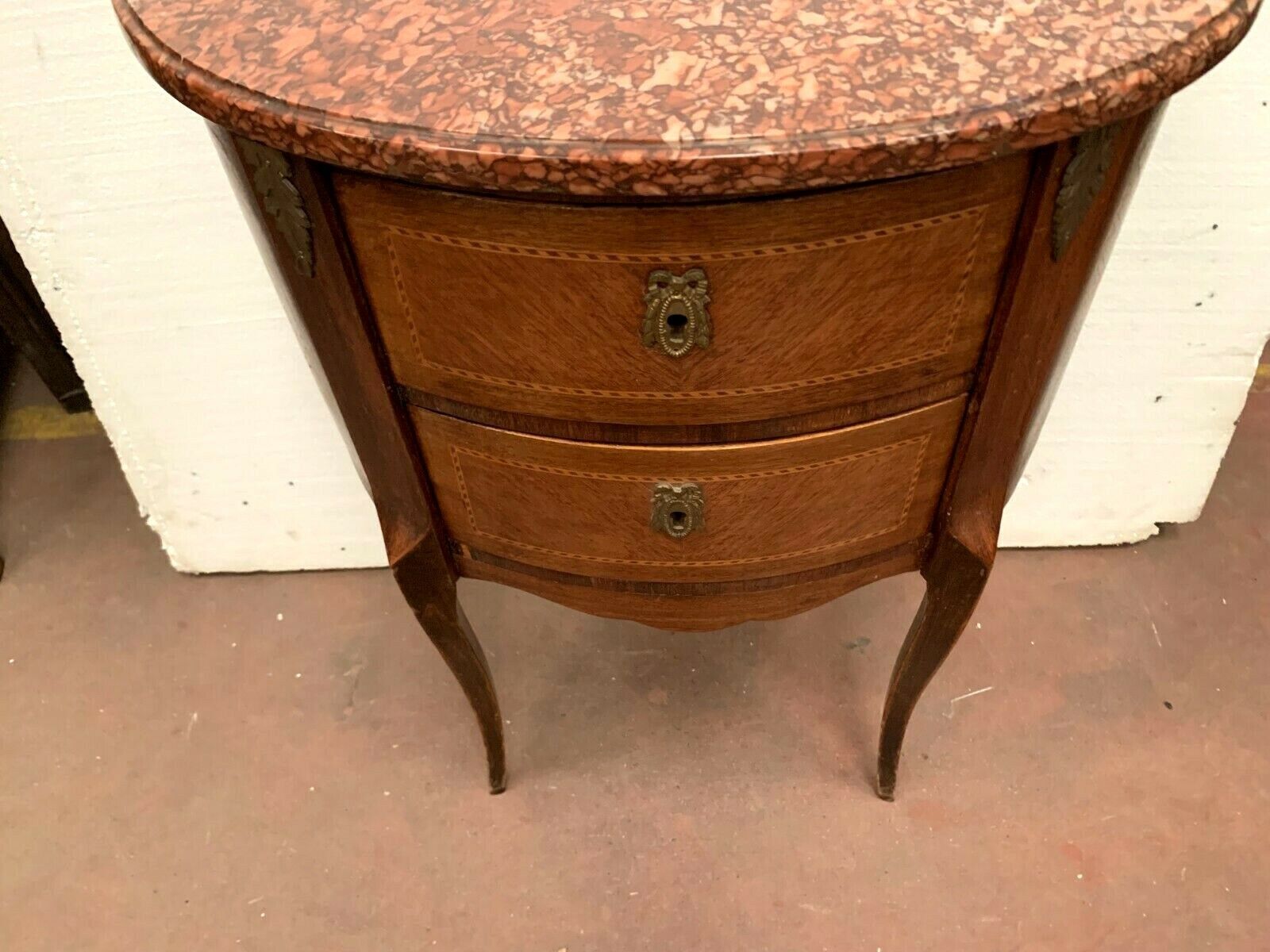 Louis XV Style Half Moon Chest Of Drawers In Marquetry 20th Century photo vintage