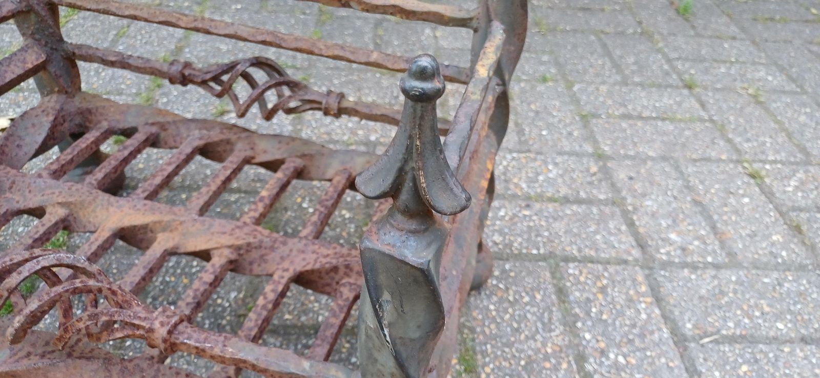 Antique Wrought Iron Fire Grate Gothic Fireplace Heavy Twisted Scrollwork Log Basket Salvage Hearth Piece With Patina Free Hand Delivery photo for sale