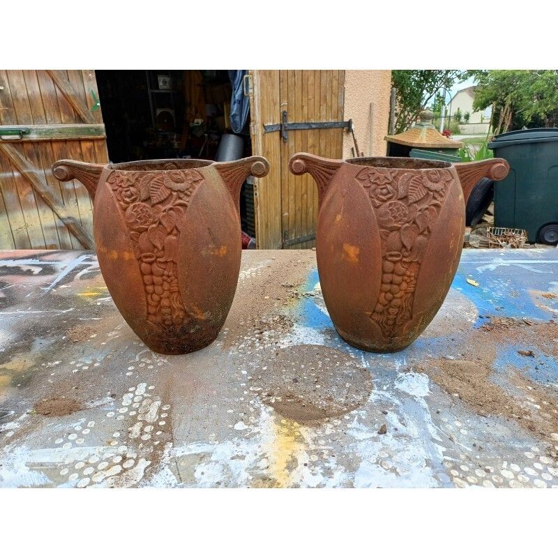 Pair Of Art Deco Cast Iron Vases From Charleville Mézières photo buy