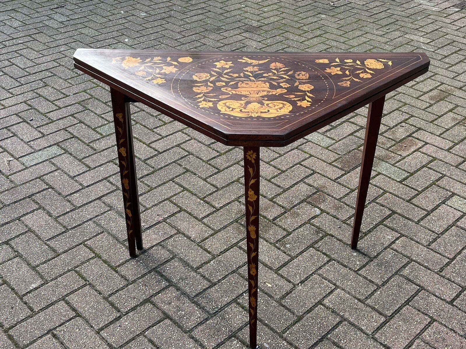 18thc Dutch Marquetry Games Table With Fold Over Lid & Card Playing Area photo buy