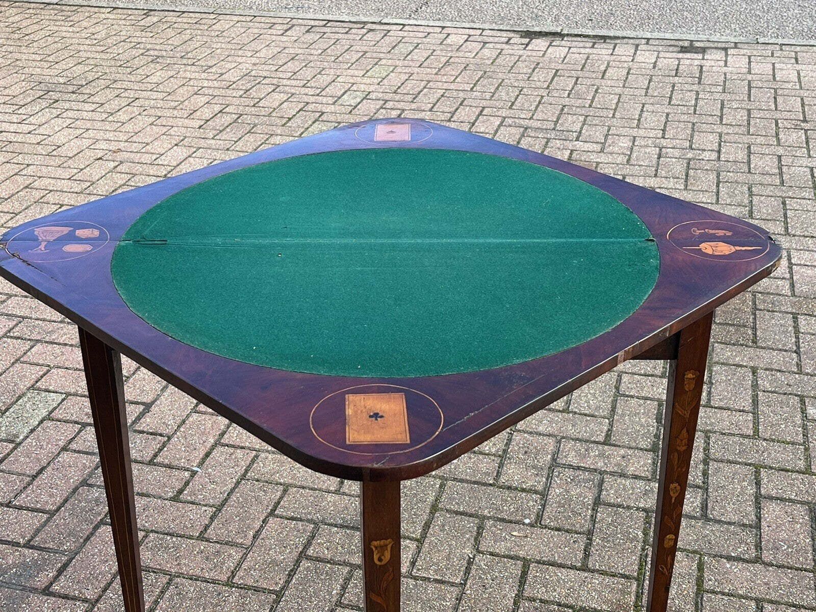 Early Dutch Marquetry Games Table With Fold Over Lid And Card Playing Area photo 1220.0