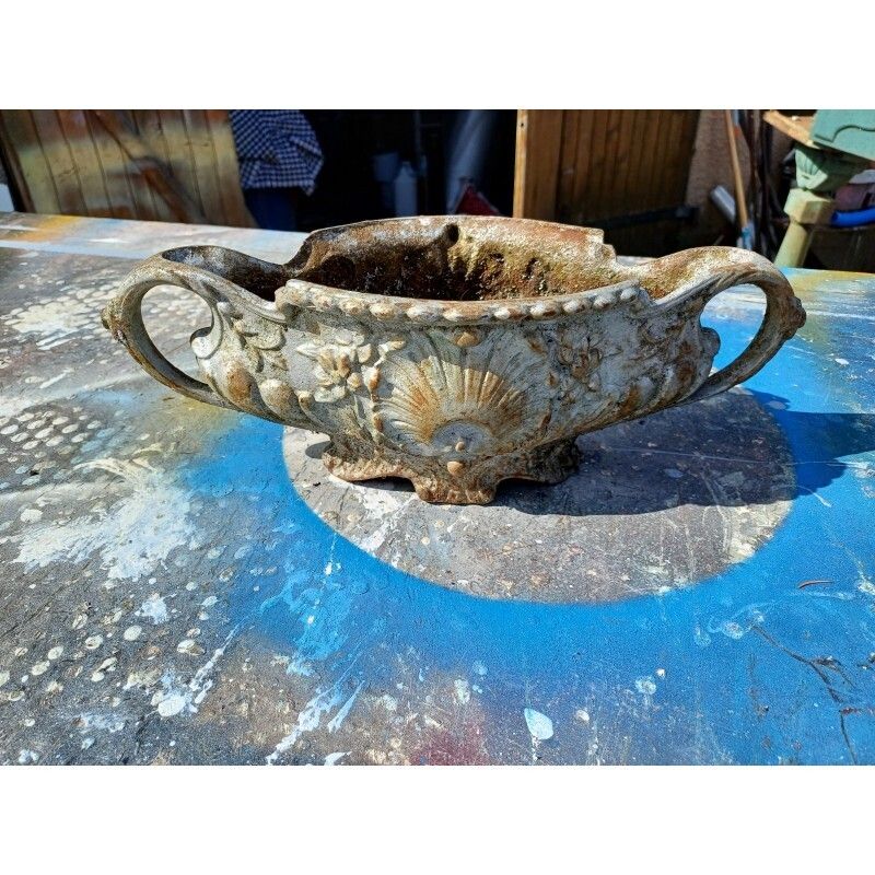 2 Cast Iron Planters 1900 From Charleville   Mézières Rocaille Style photo for sale
