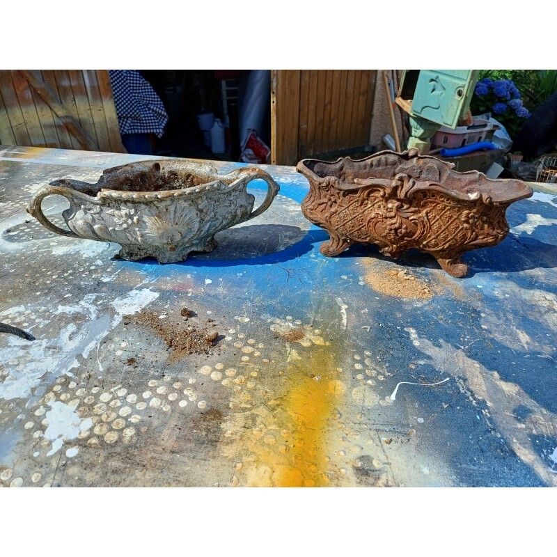 photo for sale 2 Cast Iron Planters 1900 From Charleville   Mézières Rocaille Style