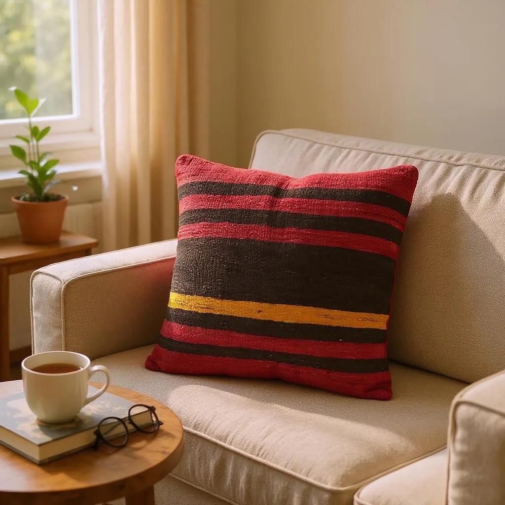 Hand Made Kilim Faced Cushion 16 X 16 Inches, Anatolian Kilim Pillow, Handmade Cushion Cover, Turkish Decor, Home Decor Accent