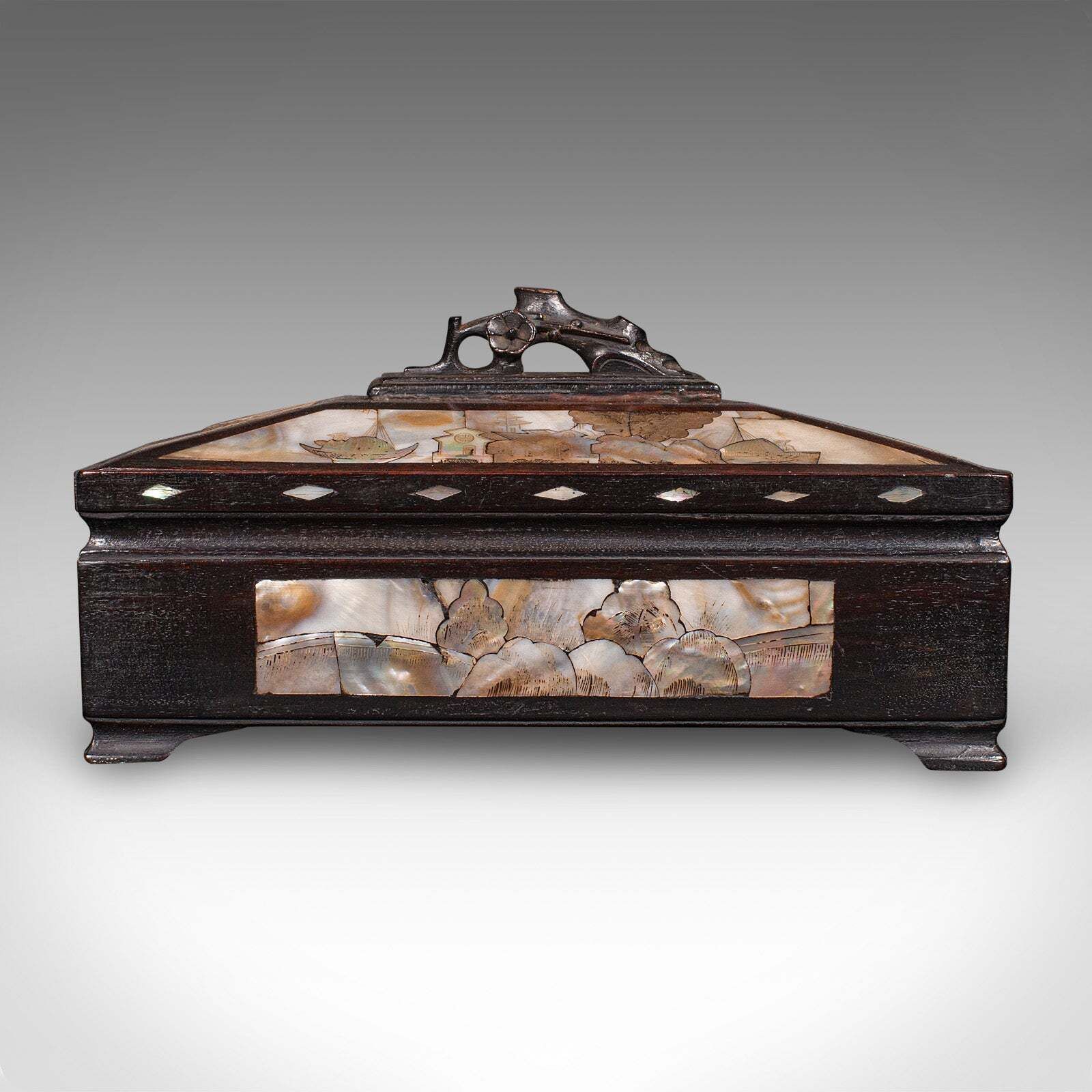 Antique Glove Box, Oriental, Inlaid Decorative Casket, Qing Dynasty, Edwardian photo for sale