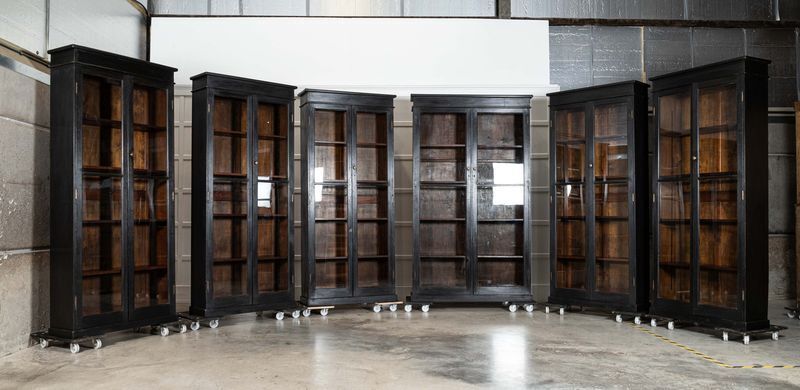 19thc English Oak Glazed Bookcase Cabinet photo for sale