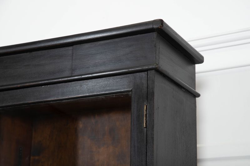 Furniture 19thc English Oak Glazed Bookcase Cabinet photo