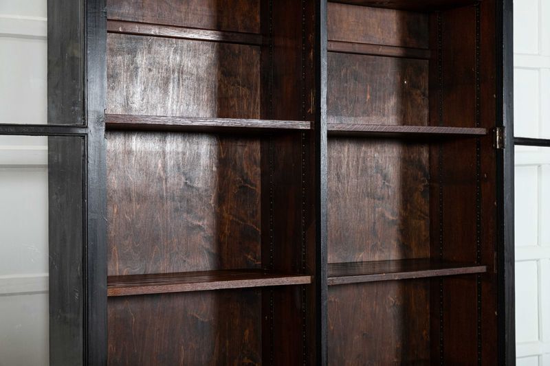 4543.0 19thc English Oak Glazed Bookcase Cabinet photo