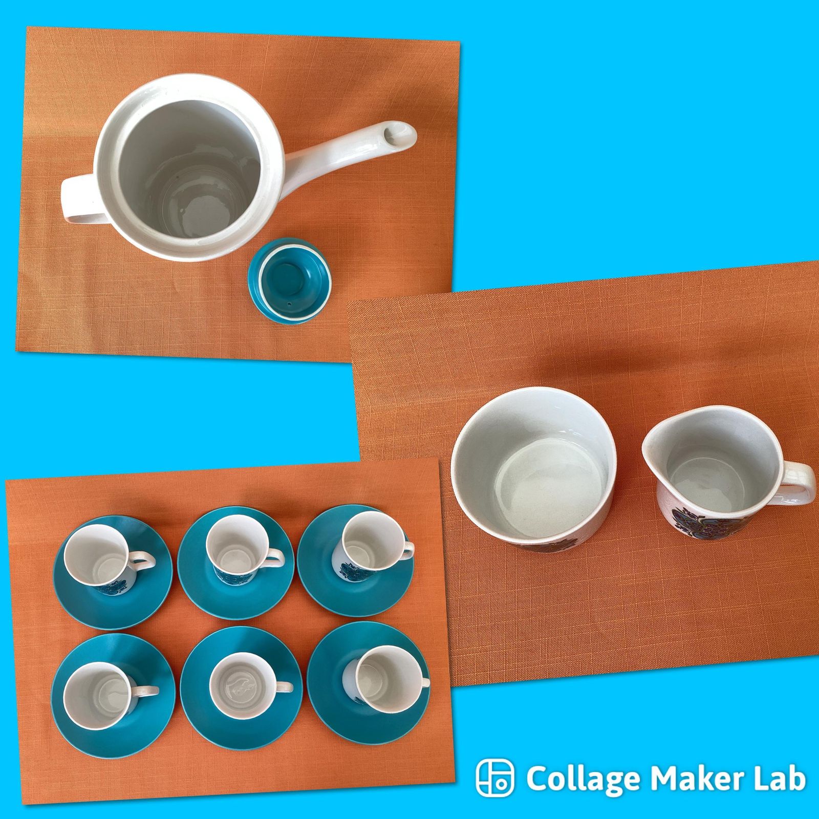 Complete 1960s J&G Meakin Impact Coffee Set: Coffee Pot, 6 Cups And Saucers, Cream Jug, Sugar Bowl, Studio Meakin Impact, Retro Coffee Set photo vinterior