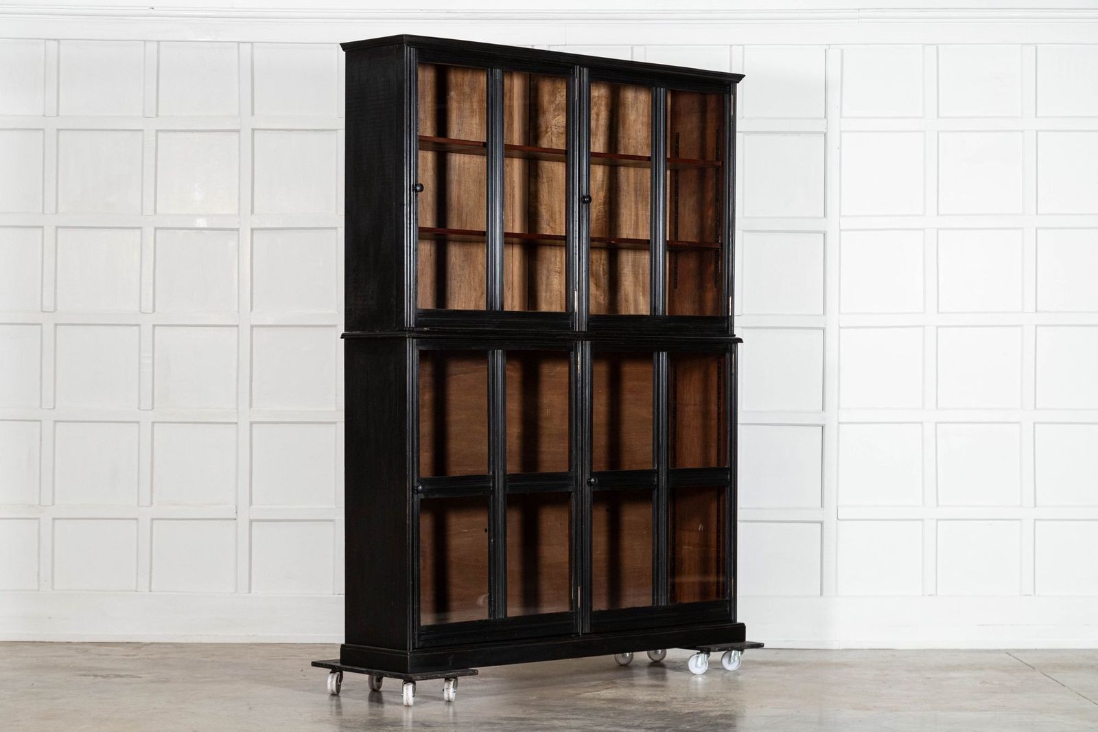 Large English 19thc Ebonised Mahogany Glazed Cabinet photo for sale