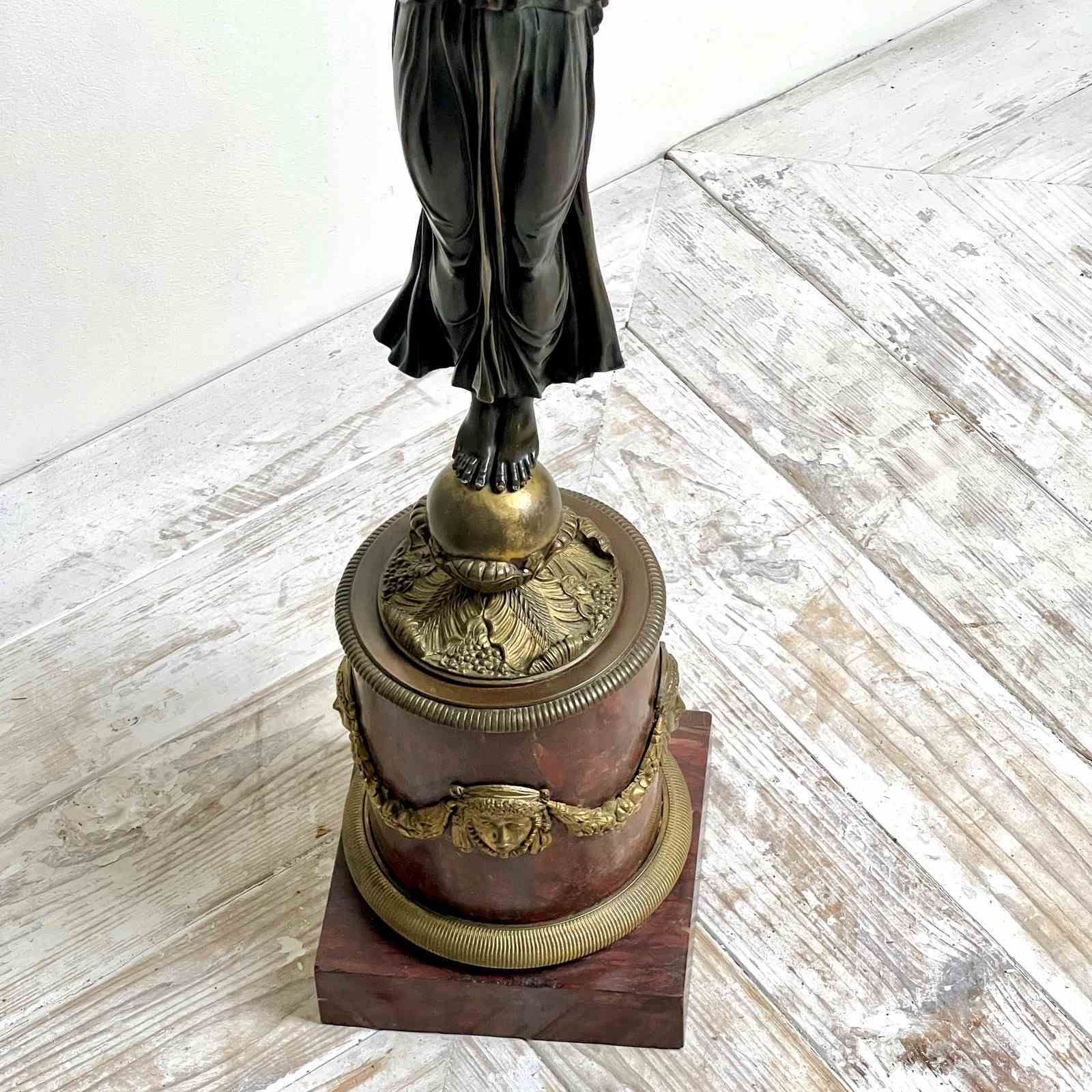 A Pair Of French Empire Patinated Bronze And Marble Candelabra photo buy
