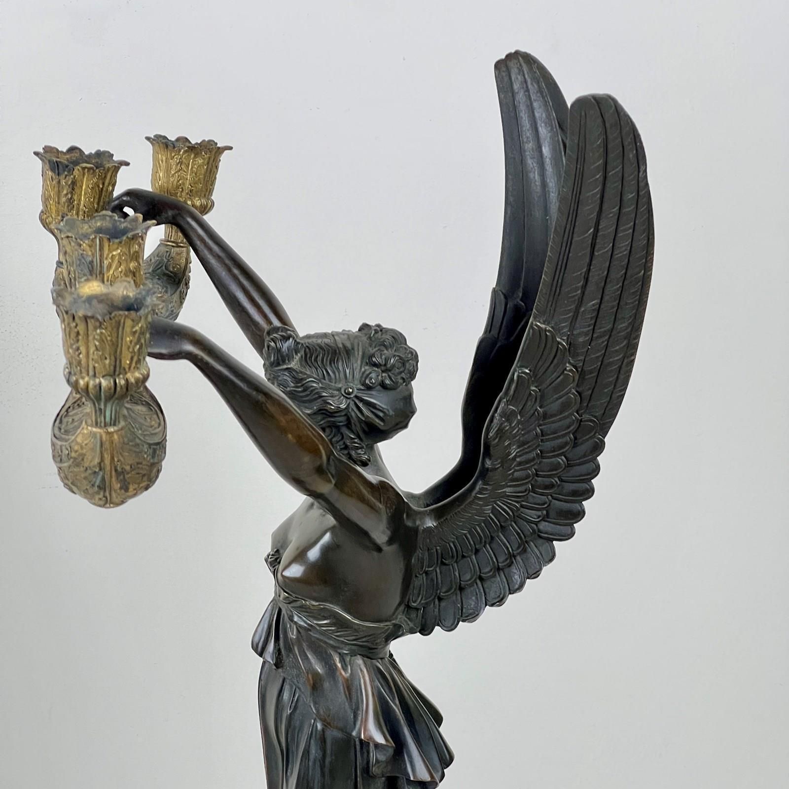 photo furniture A Pair Of French Empire Patinated Bronze And Marble Candelabra