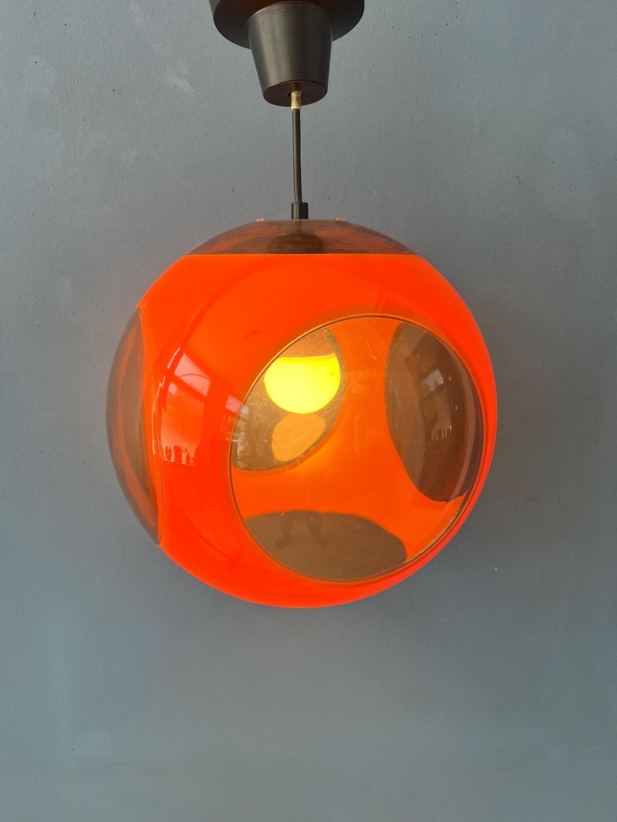 Vintage Orange 'Bug Eye' Massive Space Age Pendant Lamp photo furniture