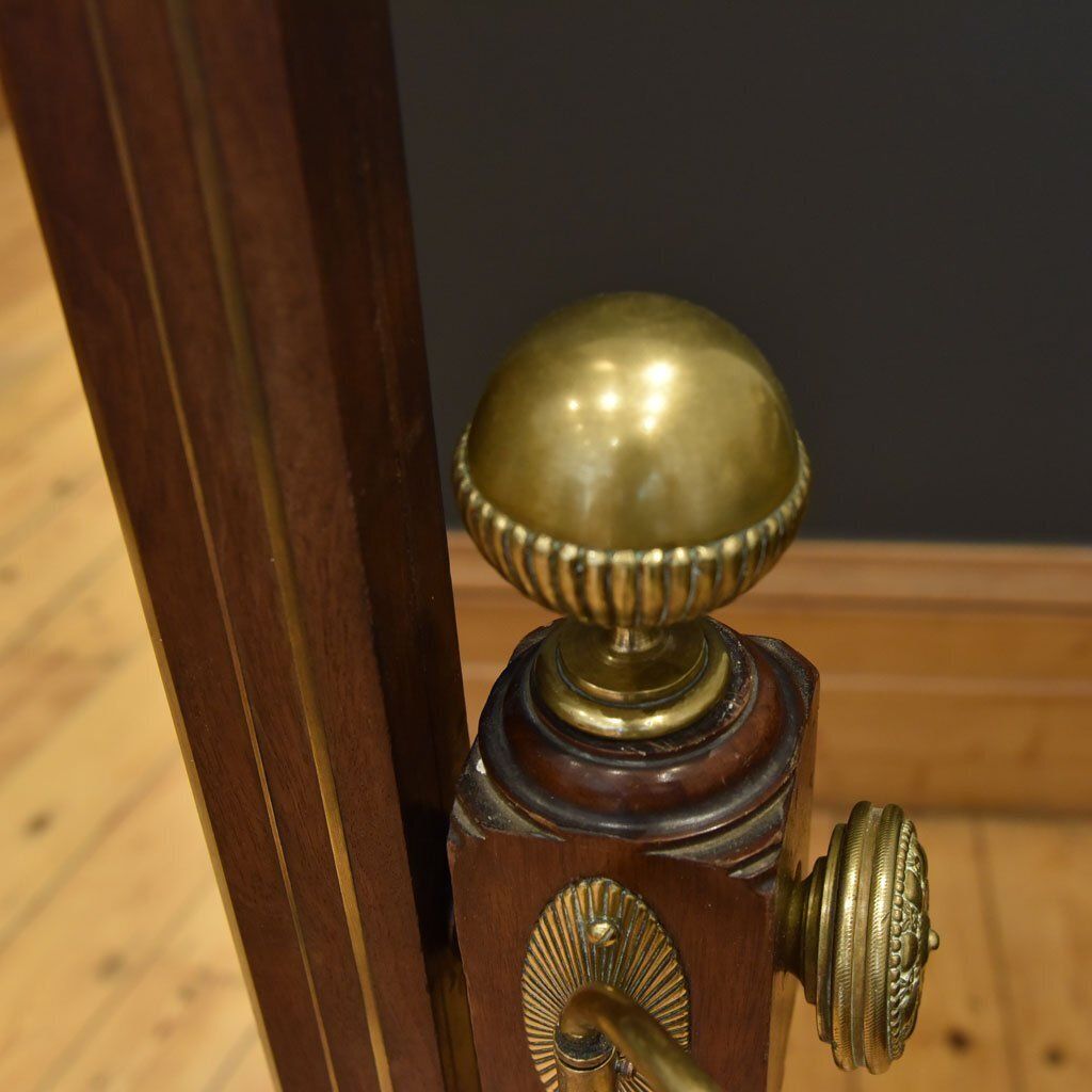Large 19th Century Cheval Mirror With Ornate Brass Decoration photo for sale
