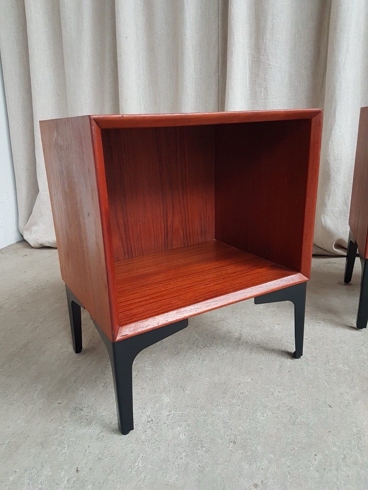 photo for sale Vtg Pair Of Danish Teak Mid Century Bedside Tables Nightstands Retro Scandi R896