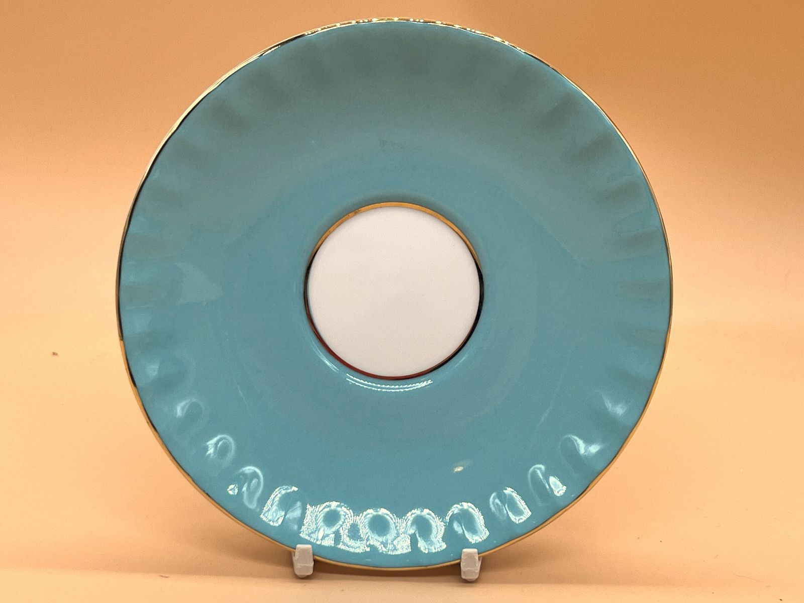 Aynsley China Oban Shape Cottage Garden Turquoise Cabinet Tea Cup & Saucer Duo. photo Home Decor