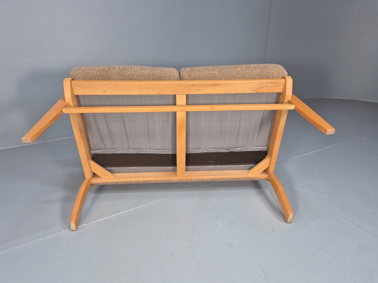 Vintage 2 Seater Sofa Beige Fabric Beech Frame Danish Design Eb9490 M2ss photo vinterior