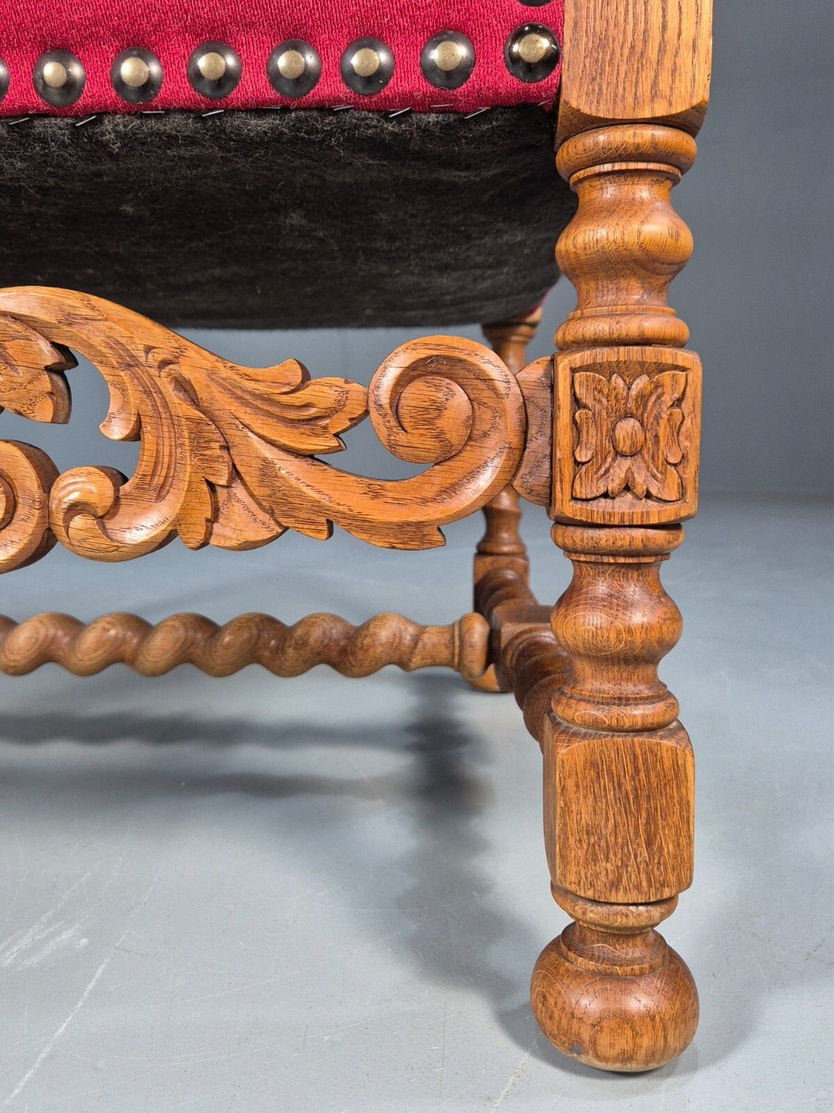 Vintage Danish Baroque Style Armchair In Red Wool And Oak 1950s  Eb9582 Vcar photo Furniture
