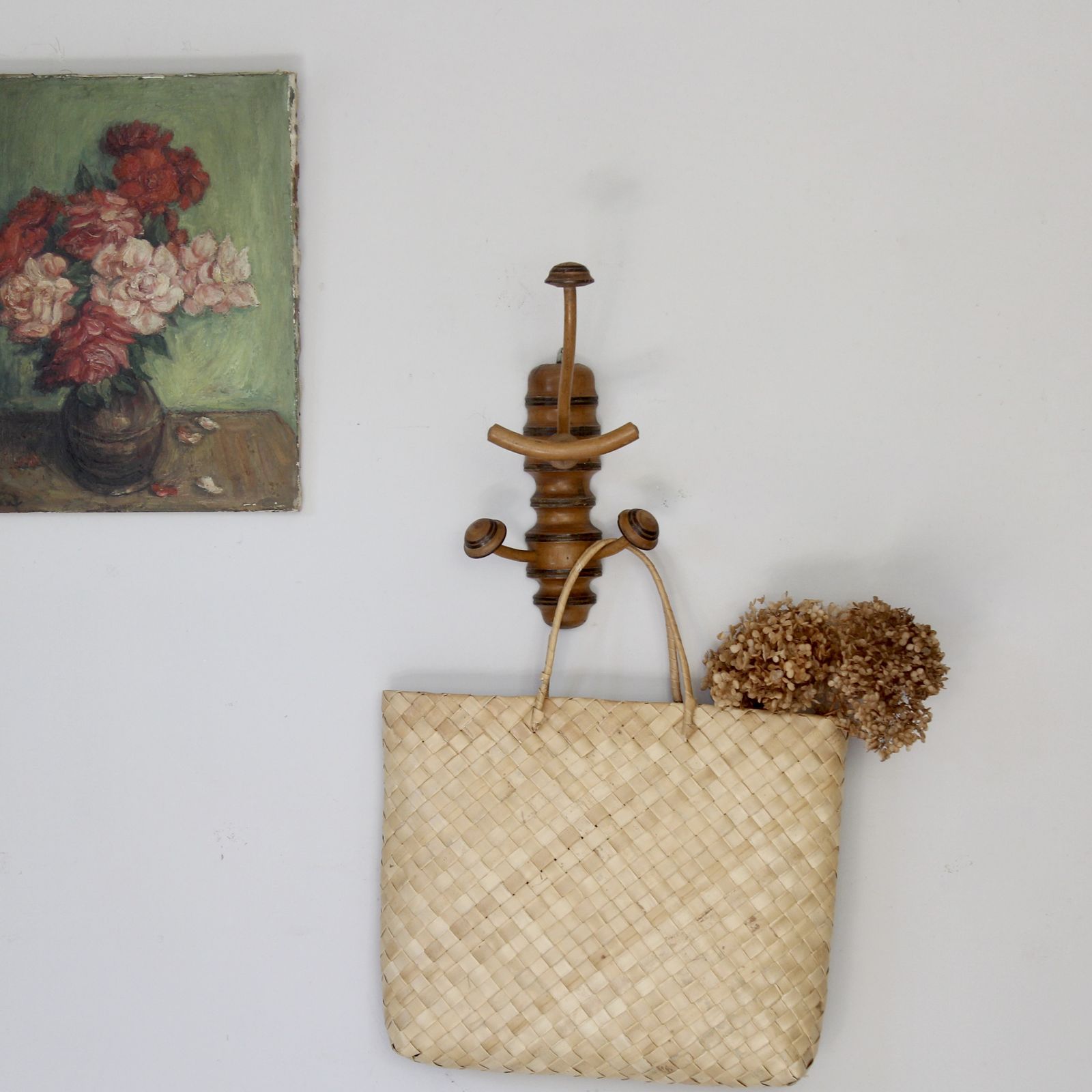 Antique French Wooden Coat And Hat Hooks
