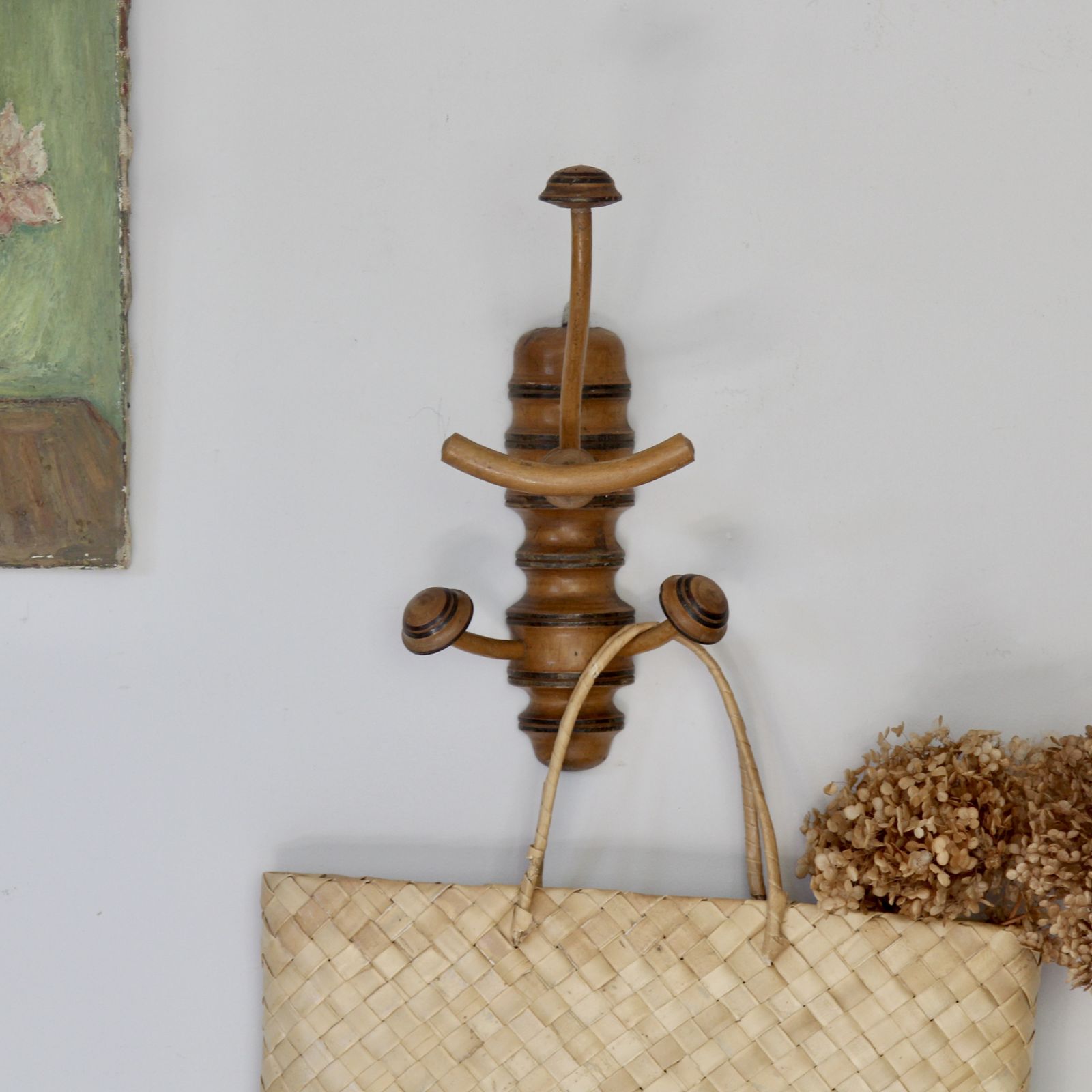Antique French Wooden Coat And Hat Hooks photo furniture