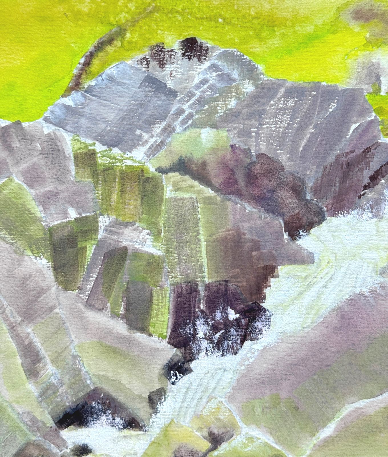 Watercolour Of A Welsh Waterfall  Contemporary Art Painting photo 125.0