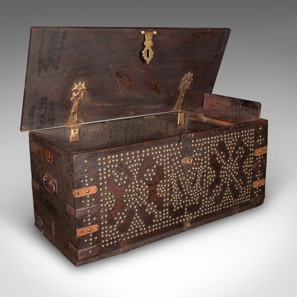 Antique Studded Zanzibar Chest, African, Carriage Trunk, Victorian, Circa 1850 photo furniture