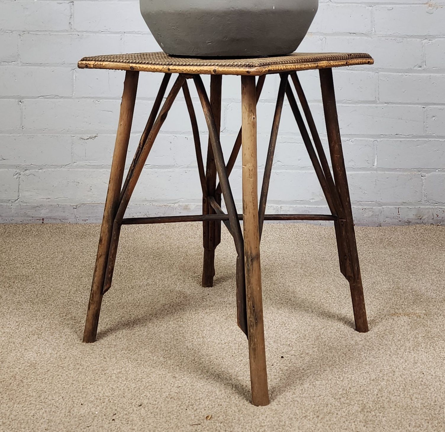 Small Early 20th Century Bamboo And Rattan Plant Stand photo for sale