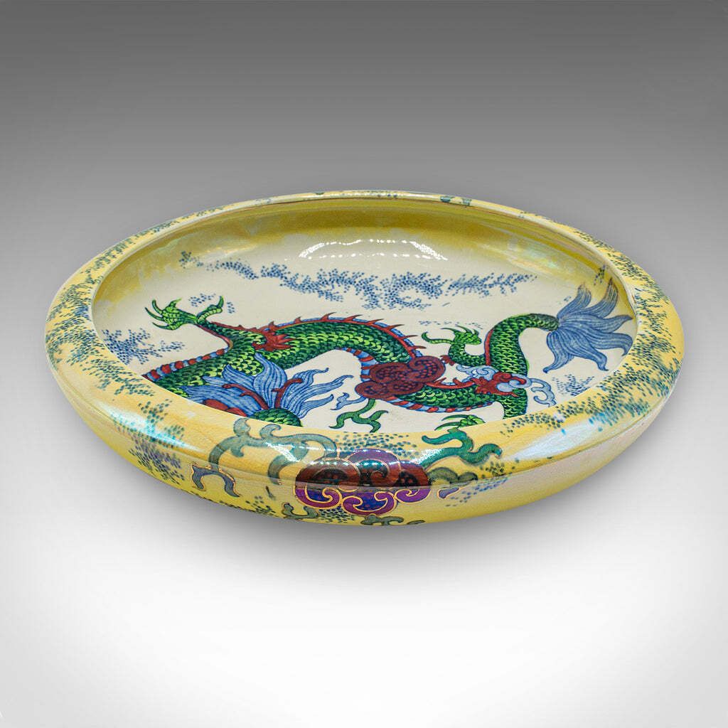 Antique Serving Bowl, English, Ceramic, Fruit Dish, Oriental Taste, Circa 1920 photo furniture