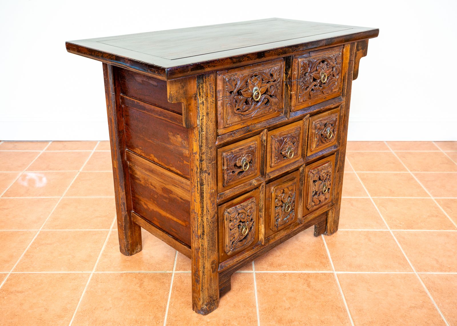 Fine Antique Carved Cabinet Chest Of Drawers Commode Chinese Altar Temple Butterfly Cabine.T 18th Century Raised Carving Consol.E Sideboar.D Credenza photo buy