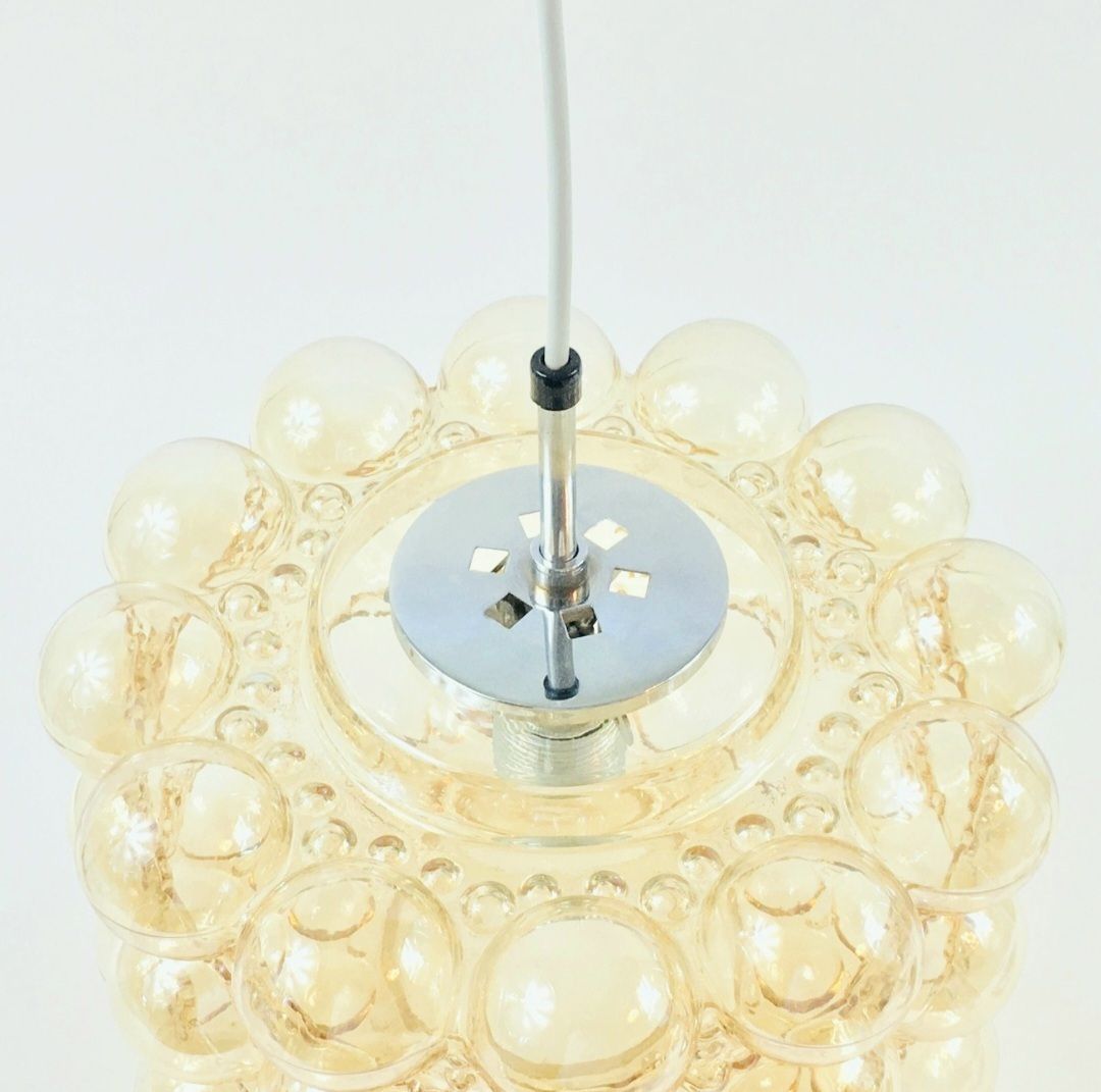 Grote Mid Century Amber Bubbelglas & Messing Plafondlamp Van Helena Tynell Voor Limburg, Duitsland, Jaren 1960 photo 700.0