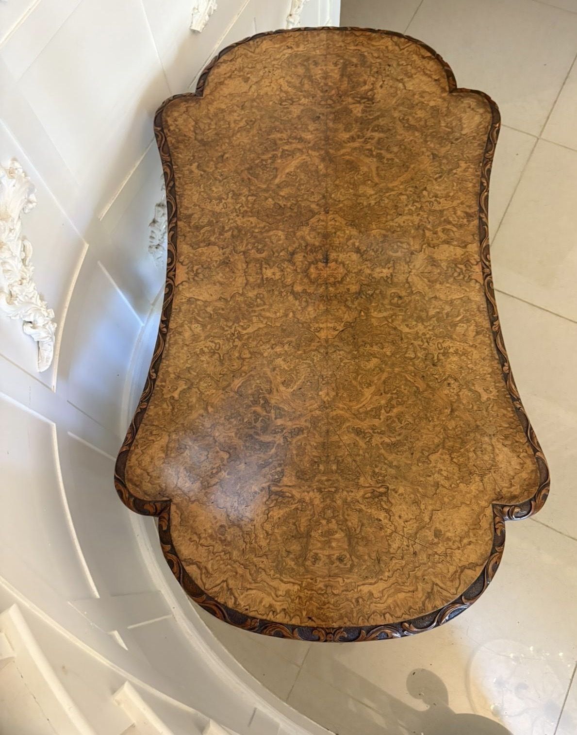 photo furniture Outstanding Quality Antique 19 Century Carved Burr Walnut Centre Table